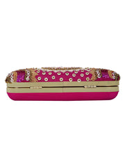 Adorn Sequines Embellished Faux Silk Clutch