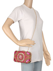 Adorn Sequines Embellished Faux Silk Clutch