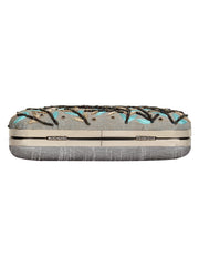 Adorn Embroidered Faux Silk Clutch