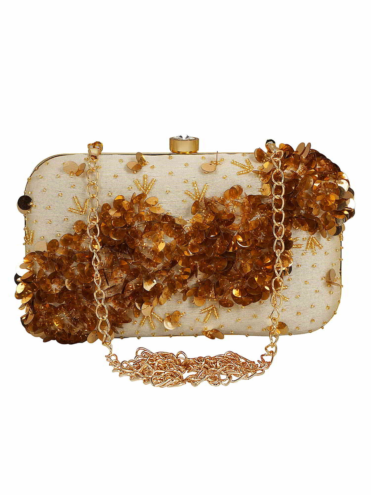 Spiffy Embellished Faux Silk Clutch
