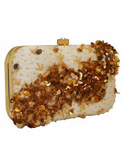 Spiffy Embellished Faux Silk Clutch