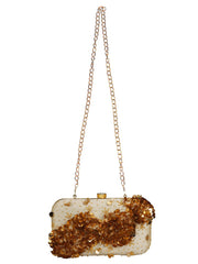Spiffy Embellished Faux Silk Clutch