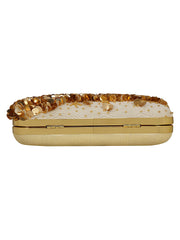 Spiffy Embellished Faux Silk Clutch