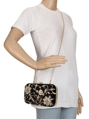 Adorn Sequines Embellished Velvet Clutch