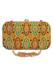 Adorn Embroidered Faux Silk Clutch