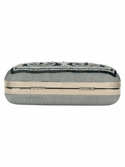 Spiffy Sequines Embellished Faux Silk Box Clutch