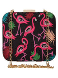 Vista Embroidered Faux Silk Box Clutch
