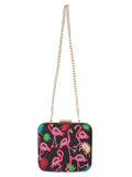Vista Embroidered Faux Silk Box Clutch