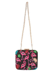 Vista Embroidered Faux Silk Box Clutch