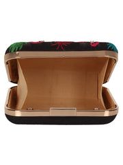 Vista Embroidered Faux Silk Box Clutch