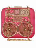 Spiffy Embellished Faux Silk Clutch