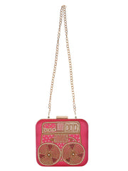 Spiffy Embellished Faux Silk Clutch