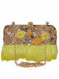 Quill Sequines Embroidered Faux Silk Clutch
