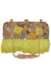 Quill Sequines Embroidered Faux Silk Clutch