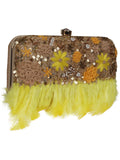 Quill Sequines Embroidered Faux Silk Clutch