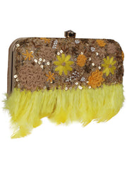 Quill Sequines Embroidered Faux Silk Clutch