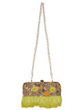 Quill Sequines Embroidered Faux Silk Clutch