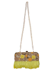 Quill Sequines Embroidered Faux Silk Clutch