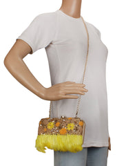 Quill Sequines Embroidered Faux Silk Clutch