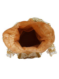 Lotus Embelished Faux Silk Potli
