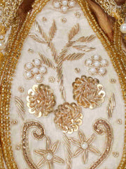 Lotus Embelished Faux Silk Potli