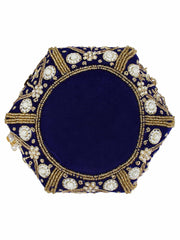 Lotus Embelished Faux Silk Potli