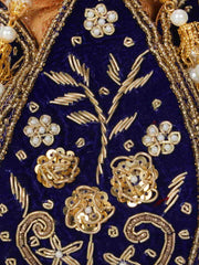 Lotus Embelished Faux Silk Potli