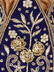Lotus Embelished Faux Silk Potli