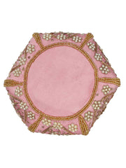 Lotus Embelished Faux Silk Potli