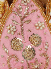 Lotus Embelished Faux Silk Potli