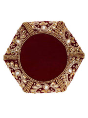 Lotus Embelished Velvet Potli