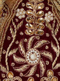 Lotus Embelished Velvet Potli