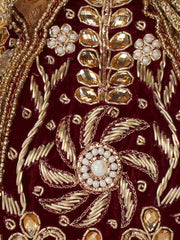 Lotus Embelished Velvet Potli