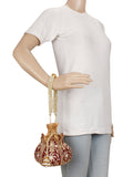 Lotus Embelished Velvet Potli