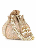 Lotus Embelished Velvet Potli