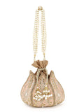 Lotus Embelished Velvet Potli