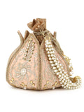 Lotus Embelished Velvet Potli