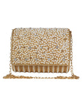 Coffer Sequines Embellished Faux Silk Clutch