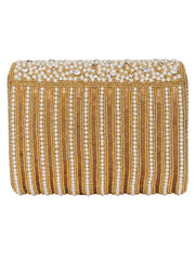 Coffer Sequines Embellished Faux Silk Clutch