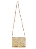 Coffer Sequines Embellished Faux Silk Clutch