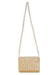 Coffer Sequines Embellished Faux Silk Clutch