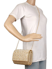 Coffer Sequines Embellished Faux Silk Clutch