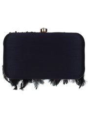 Quill Sequines Embroidered Faux Silk Clutch