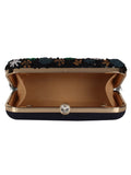 Quill Sequines Embroidered Faux Silk Clutch