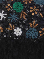 Quill Sequines Embroidered Faux Silk Clutch