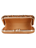 Quill Sequins Embellished Faux Silk Clutch