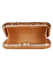 Quill Sequins Embellished Faux Silk Clutch