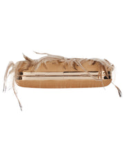 Quill Sequins Embellished Faux Silk Clutch