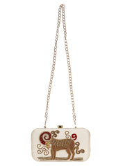 Zodiac Embroidered Faux Silk Clutch Aries