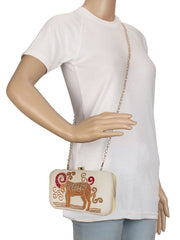 Zodiac Embroidered Faux Silk Clutch Aries